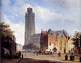 Cornelis Springer A Cathedral On A Townsquare In Summer painting